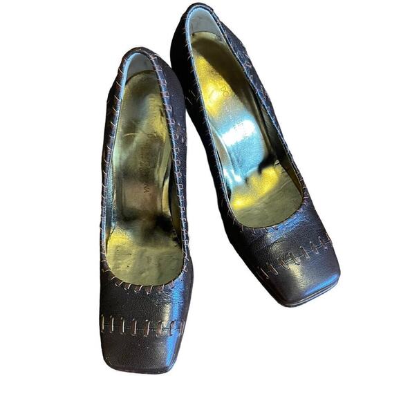 DOLCE & GABBANA Stitched Square Toes Block Heel Women's Shoes Sz 37 / 6.5 US - Picture 1 of 10